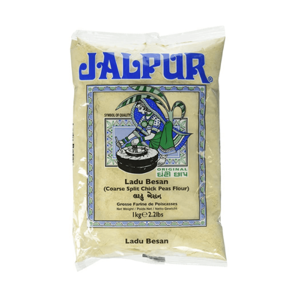 Shop Jalpur Coarse Split Chickpea Flour (Ladu Besan Flour) - 1kg at Grocerywala