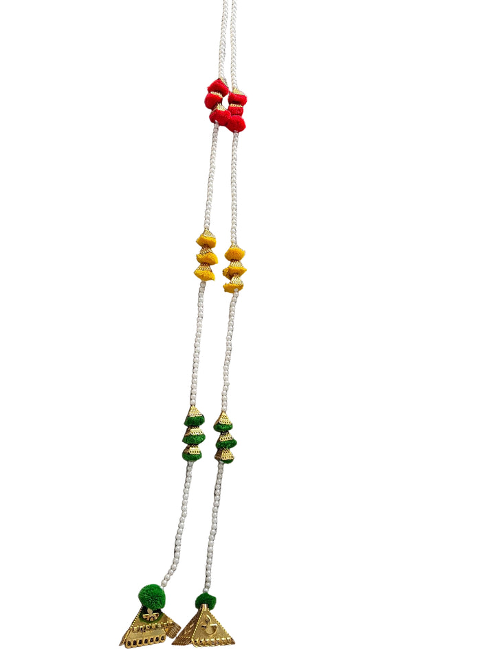 Festive Pearl Pom Pom Latkan (2 Strings) - 38Inch