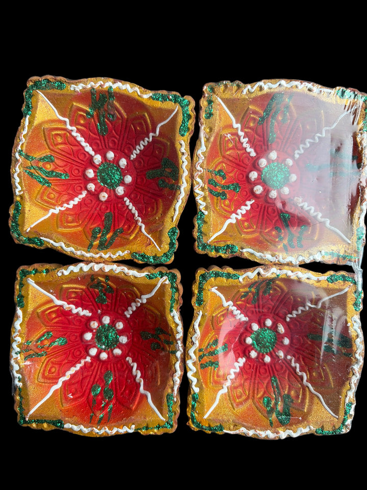 Designer Diya Unwaxed Coloured Design 7 (Pack of 4)