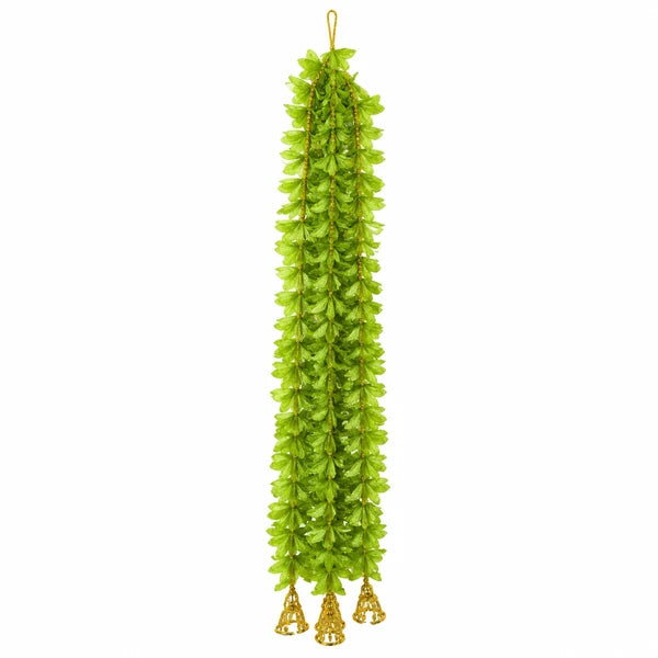 Artificial Green Leaf & Golden Beads Hanging (1String) - 33Inch