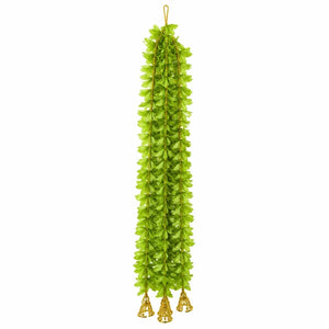 Artificial Green Leaf & Golden Beads Hanging (1String) - 33Inch