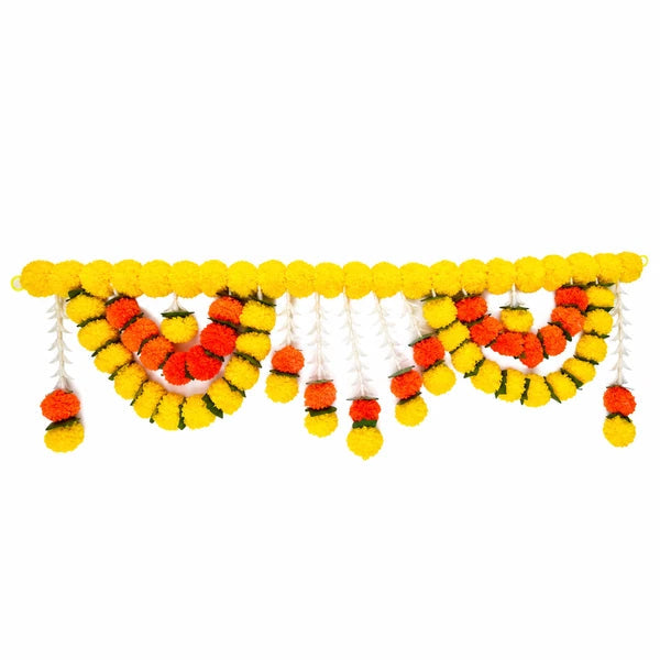 Artificial Marigold Yellow & Orange Flower Toran - 39Inch