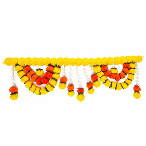Artificial Marigold Yellow & Orange Flower Toran - 39Inch