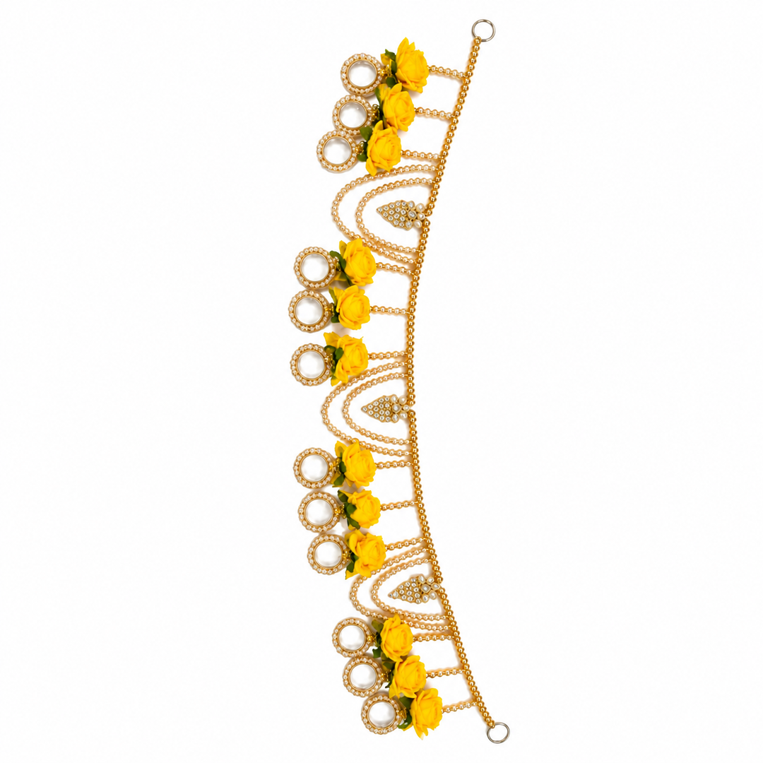 Traditional Golden Moti & Rose Flower Toran - 43Inch