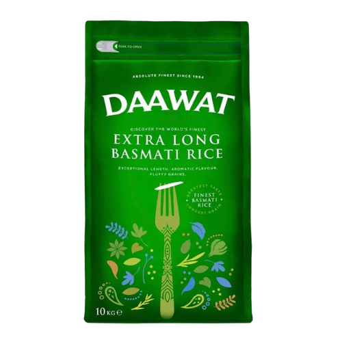 Shop Daawat Basmati Rice Extra Long - 10kg at Grocerywala