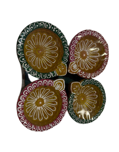 Designer Diya Unwaxed Coloured Design 1 (Pack of 4)