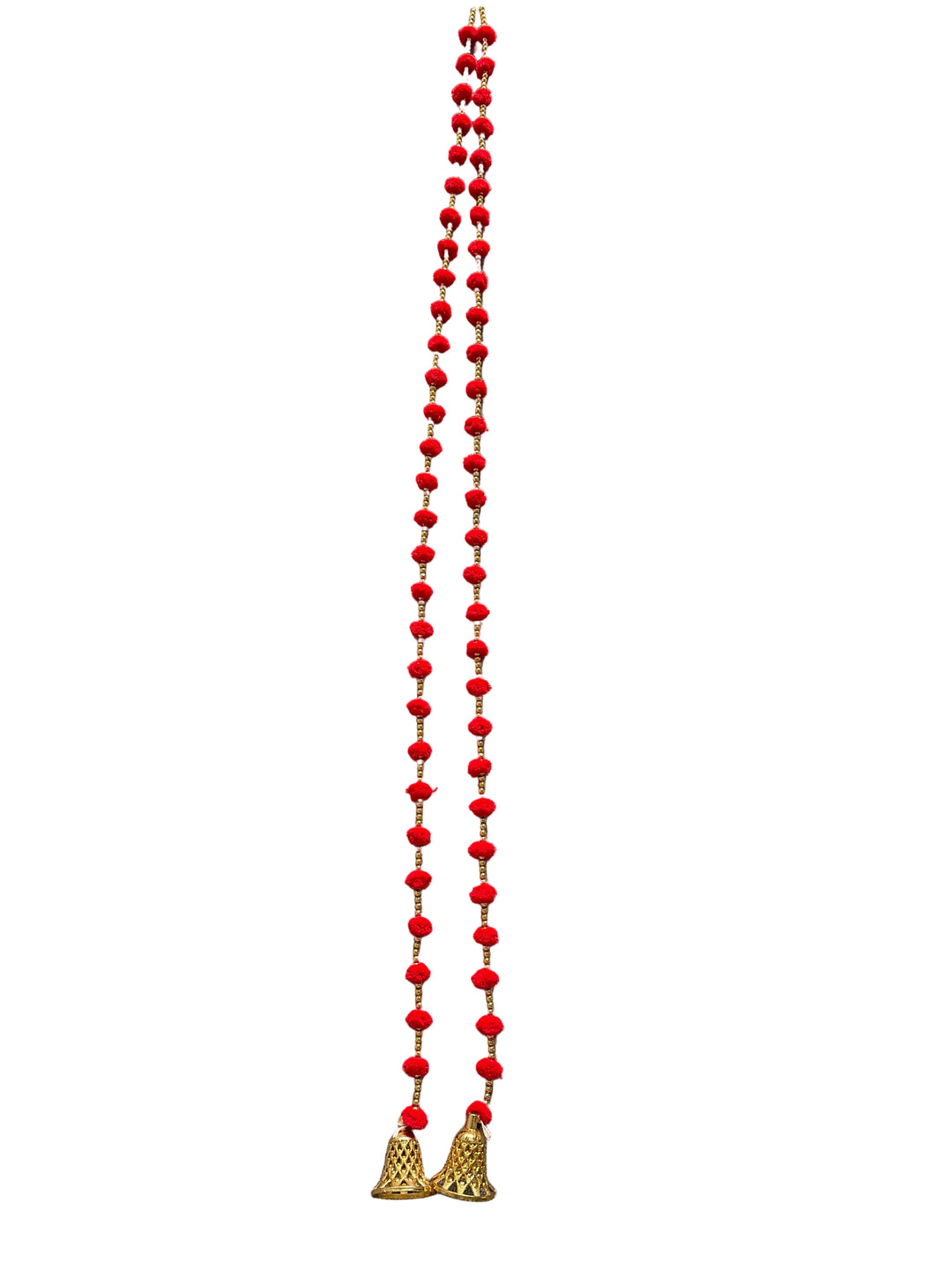 Red Pom Pom Beaded Latkan (2 strings) - 44Inch