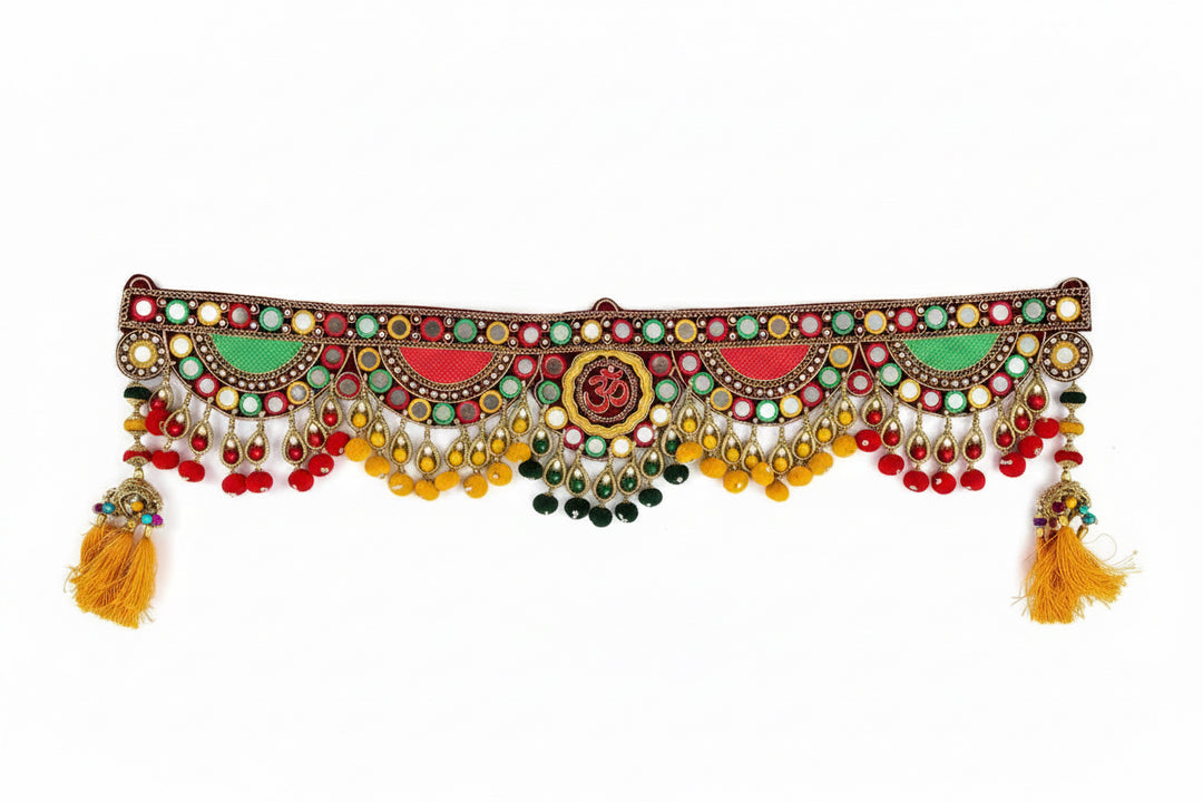 Om Mirrored Embroidered Toran