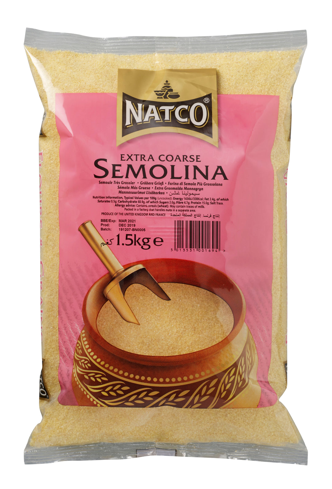 Natco Semolina Extra Coarse - 1.5kg pack