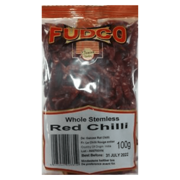 Shop Fudco Red Chilli Stemless Whole - 100g at Grocerywala