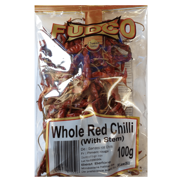 Shop Fudco Whole Chilli Red With Stem 100G at Grocerywala