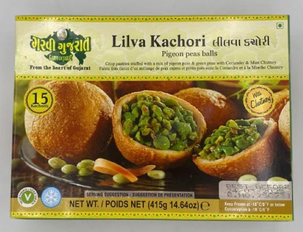 Shop Garvi Gujarat Lilva Kachori Frozen (15 pcs) - 415g at Grocerywala