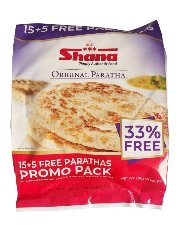 Shana Original Plain Paratha Frozen (15 +5) - 1.6kg