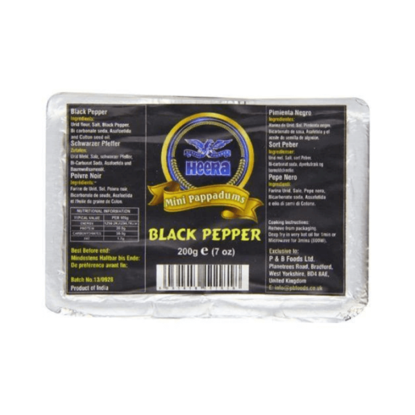 Shop Heera Mini Papad Black Pepper 200G at Grocerywala