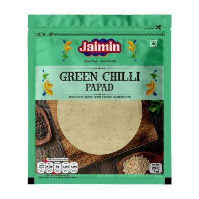 Shop Jaimin Papad Green Chilli - 200g at Grocerywala