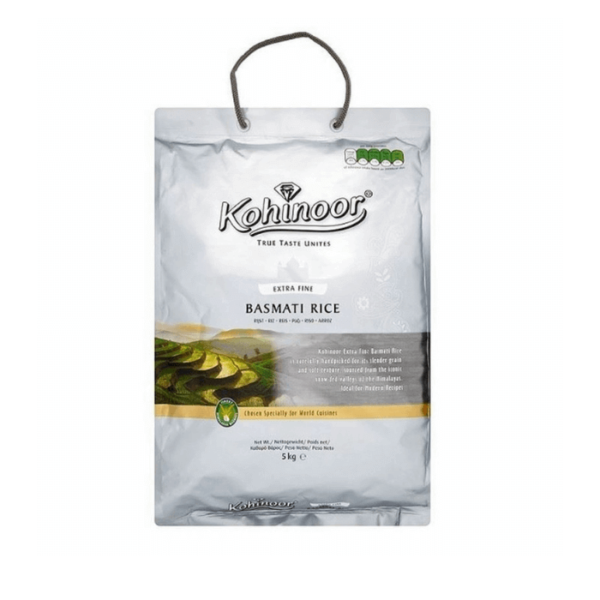 Shop Kohinoor Basmati Rice Extra Fine Silver - 5kg at Grocerywala