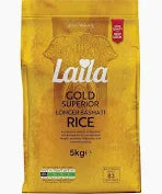 Shop Laila Basmati Rice Gold Superior Longer - 5kg at Grocerywala