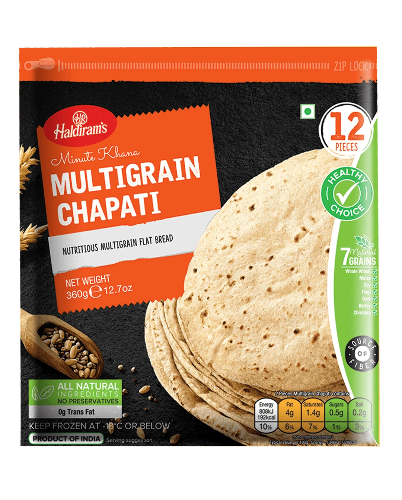 Shop Haldiram Multigrain Chapati Frozen (12pcs) - 360g at Grocerywala