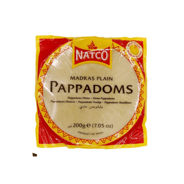 Shop Natco Papadoms Madras Plain 200G at Grocerywala