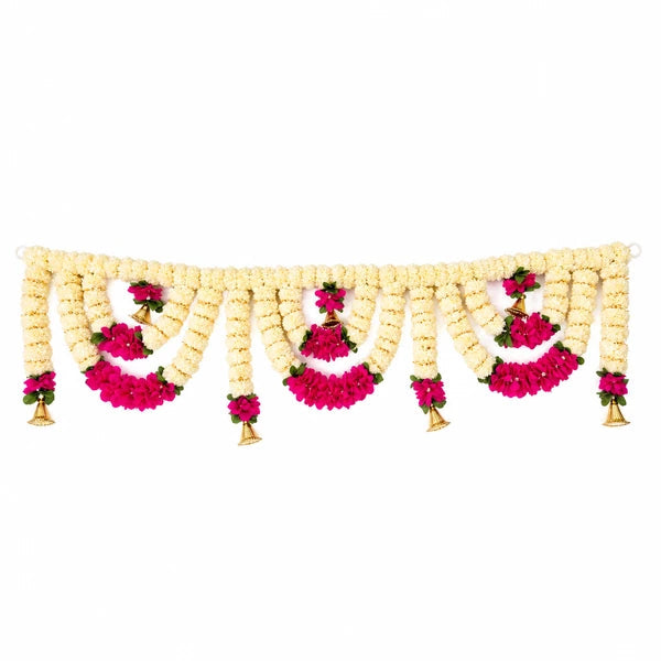 Artificial Flower Toran Cream & Pink - 40Inch
