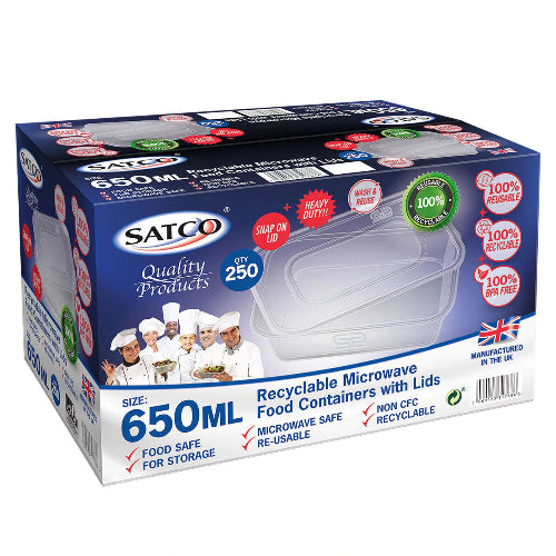 Satco Plastic Containers (Pack of 25) - 650ml at Grocerywala