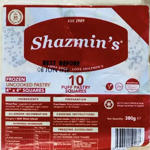 Shop Shazmin Puff Pastry 4"X4" (10 pcs) - 380g at Grocerywala