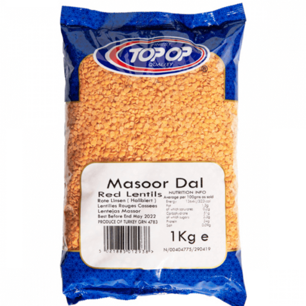 Shop Topop Red Split Lentils (Masoor Dal) - 1kg at Grocerywala