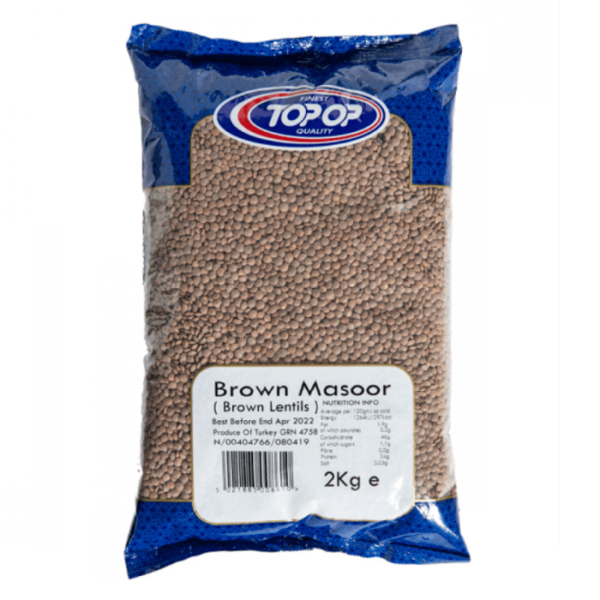Shop Topop Brown Whole Lentils (Masoor Dal) - 2kg at Grocerywala