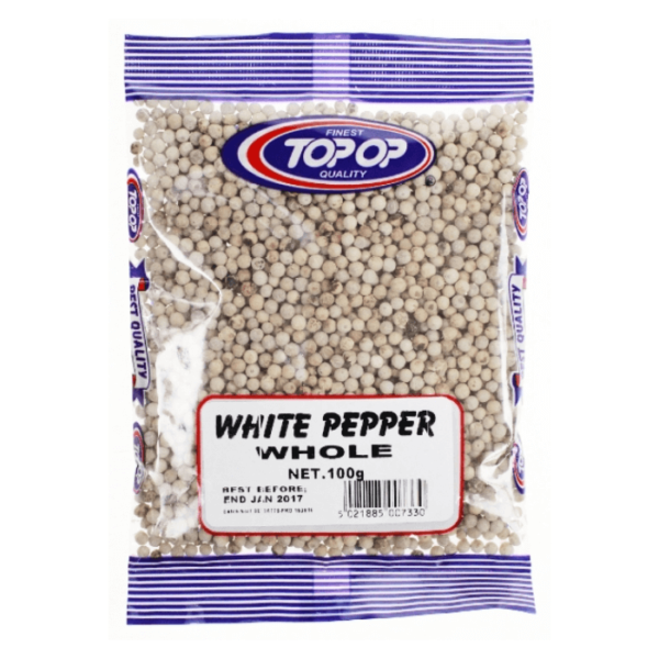 Shop Topop White Pepper Whole - 100g at Grocerywala