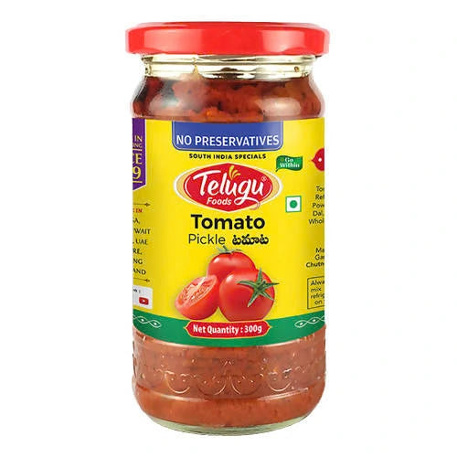 Shop Telugu Foods Tomato Pickle with Garlic - 300g at Grocerywala 