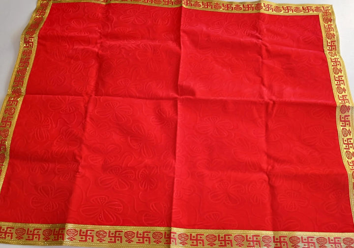 Shop Red Pooja Velvet Cloth with Swastik & Kalash design (36â€ X 29â€) at Grocerywala