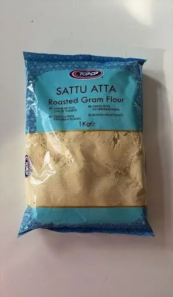 "Topop Sattu Flour 1kg roasted chana flour for sattu drinks laddoos and high-protein cooking UK"

