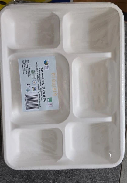 Ecowarg 6CP Food Tray (25Pcs)