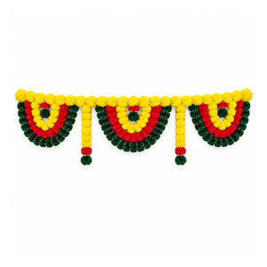 Multicolour artificial marigold flower toran, 45 inch on white background