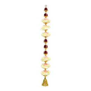 Artificial rose flower latkan with gold bell tassel 46 inch