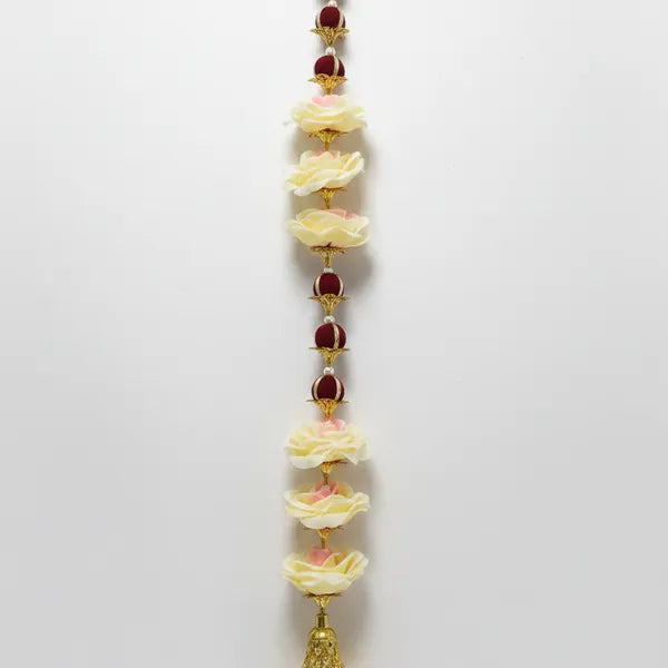 Artificial Rose Flower Latkan with Gold Bell Tassel