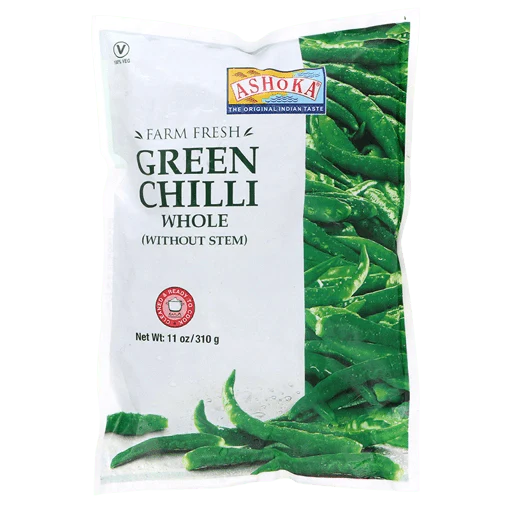 Shop Ashoka Green Chilli Whole (Without Stem) - 310G at Grocerywala
