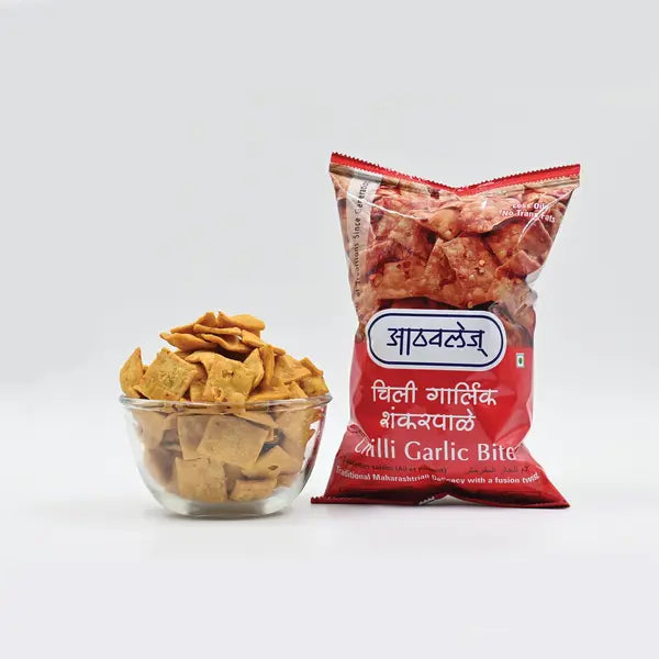 Athavale chilli garlic bites savoury snack pack 200g