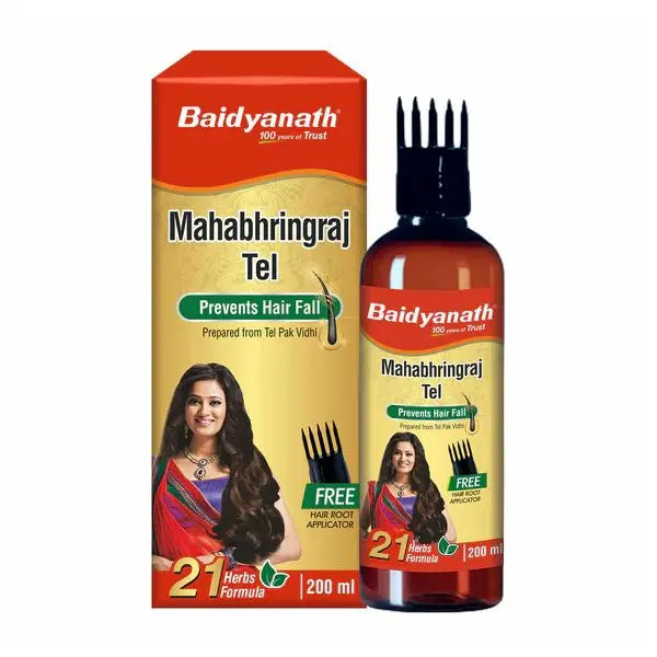 Baidyanath Mahabhringraj Hair Oil 200ml Ayurvedic bottle and carton