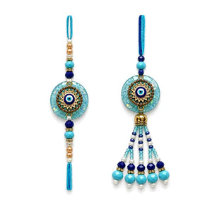 Aqua Feng Shui Bhaiya Bhabhi Rakhi set with evil eye motifs