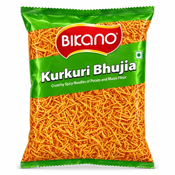Bikano Kurkuri Bhujia 200g green pack of crunchy spicy potato and maize flour noodles