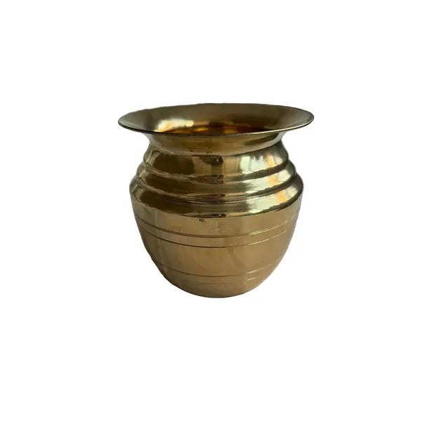Large brass kalash Indian lota on white background