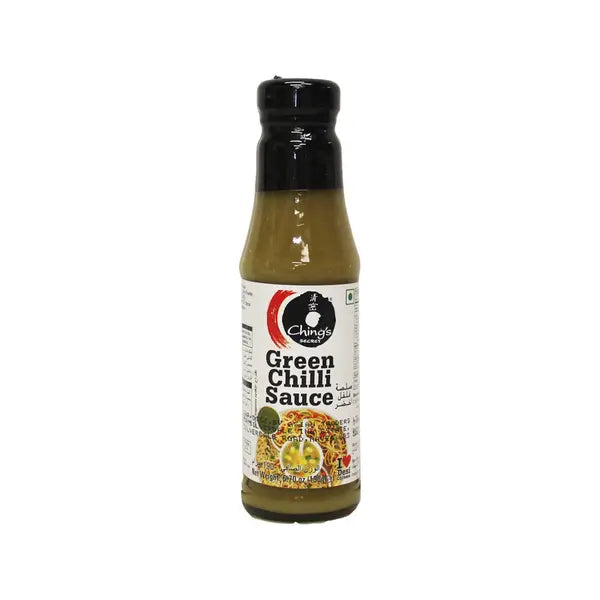 Chings Green Chilli Sauce 190g bottle on a clean white background