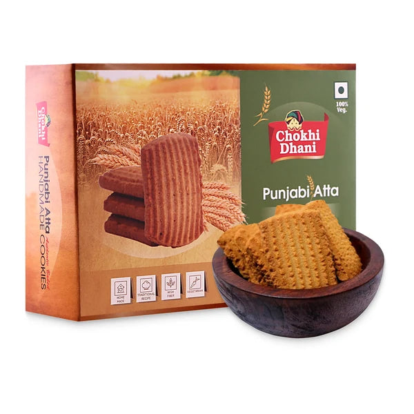 Chokhi Dhani Punjabi Atta Cookies 350g box with cookies