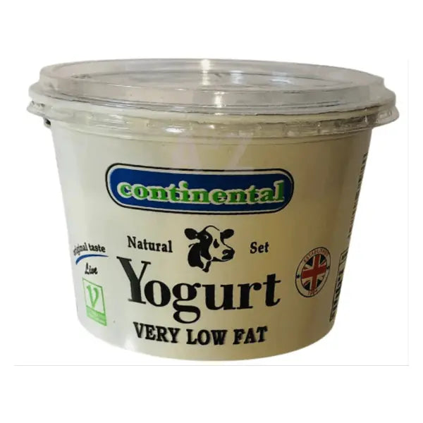 Continental low fat natural set yogurt 400g tub on white
