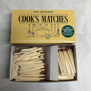 Cook’s Original kitchen safety matches box with long matches displayed open