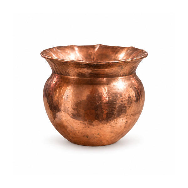 Copper Kalash Indian Lota centred on white background