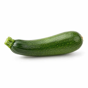 Fresh green courgette on a white background