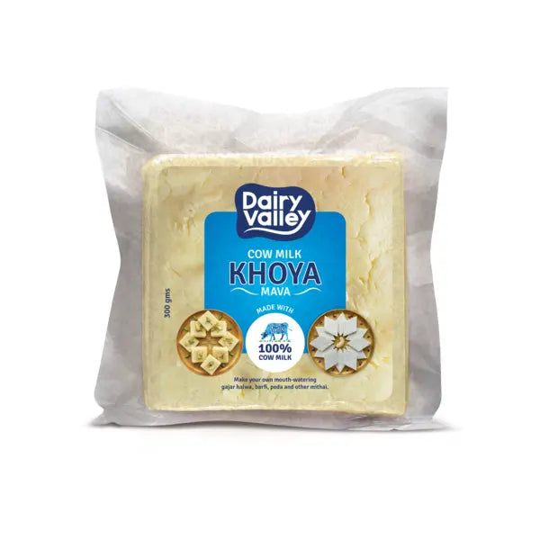 Dairy Valley cow milk khoya frozen 300g pack on white