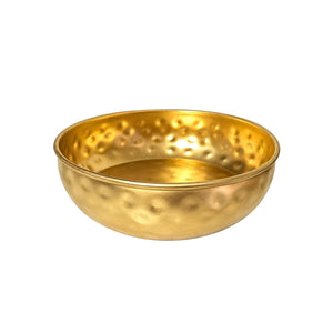 Hammered gold decorative pot for diyas, centred with white margins, 8.5 x 2.3 inch